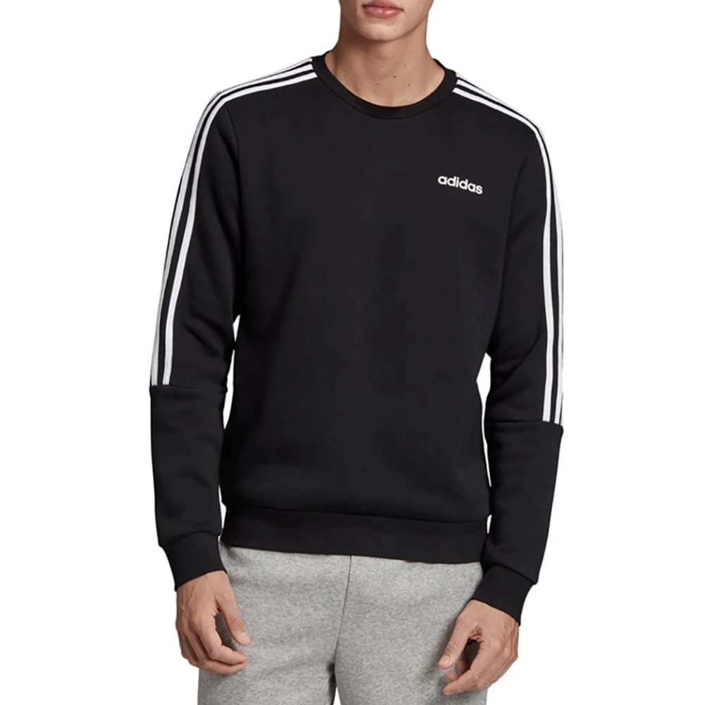 Adidas M CREW 3Stripe Black Regular Fit Sweatshirt